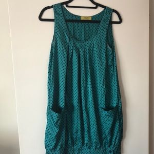 Teal silk mod dress